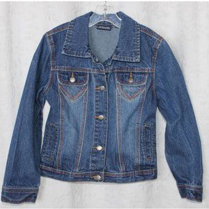 Girls Denim Cotton Blue Jean Jacket Size Small ALIVE Western Boho Top Stitching